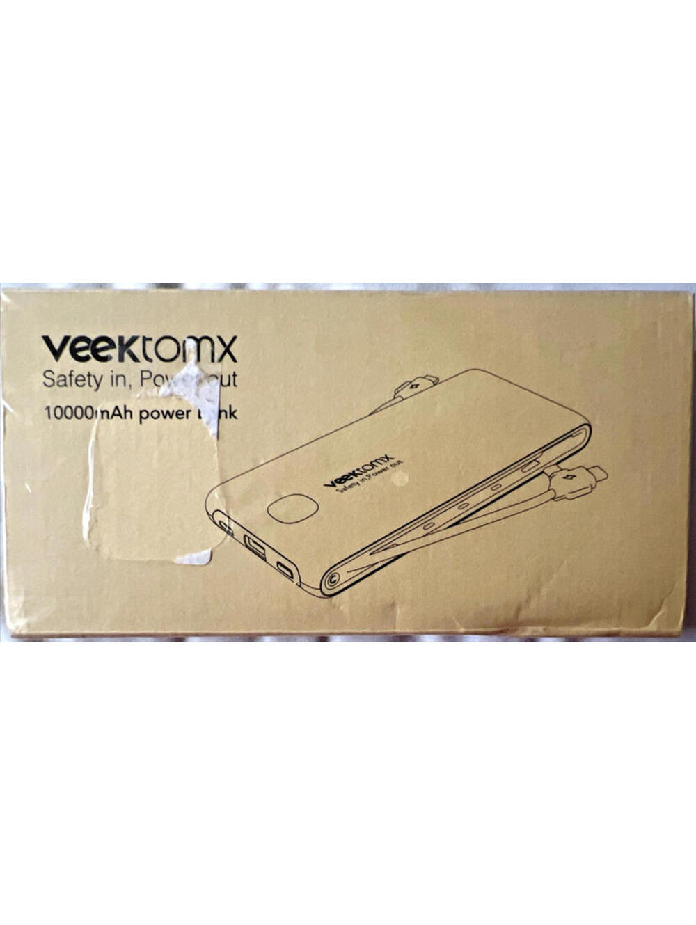 Veektomx VT105 Power Bank 10000mAh White LED Display Type C Micro USB iPhone